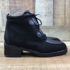 Khombu Black Leather Lace Up Ankle Bootie Womens‎ 9M Boots